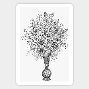 Vintage Flower Vase Sketch Magnet